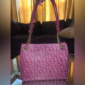 Brand New Calvin Klein Signature Print Hot Pink Purse